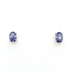 9ct White Gold 0.41ct Oval Tanzanite Solitaire Stud Earrings murray co jewellers