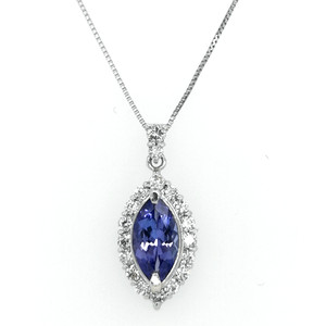 Platinum 1.25ct Marquise Tanzanite & 0.47ct Diamond Pendant murray co jewellers belfast