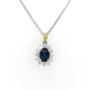 18ct White Gold 0.57ct Sapphire & 0.25ct Diamond Pendant murray co jewellers belfast