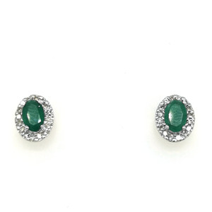 9ct Yellow Gold 0.44ct Emerald & 0.20ct Diamond Cluster Earrings murray co jewellers belfast