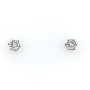 18ct White Gold 0.14ct Diamond Illusion Set 6 Claw Cluster Earrings murray co jewellers belfast