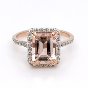 9ct Rose Gold 2.70ct Morganite & 0.40ct Diamond Cluster Ring murray co jewellers belfast