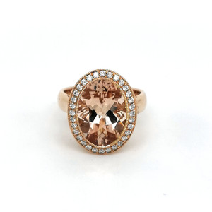 18ct Rose Gold 5.20ct Morganite & 0.26ct Diamond Cluster Ring murray co jewellers belfast