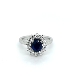 Platinum 1.74ct Sapphire & 0.60ct Diamond Cluster Ring murray co jewellers belfast
