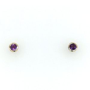 9ct Yellow Gold 0.42ct Amethyst Rub Over Set Stud Earrings murray co jewellers belfast