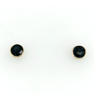9ct Yellow Gold 1.22ct Round Sapphire Rub Over Set Stud Earrings murray co jewellers belfast