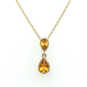 9ct Yellow Gold 0.50ct Citrine Double Pear Drop Pendant murray co jewellers belfast