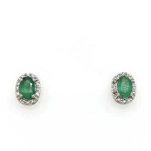 14ct White Gold Emerald & 0.10ct Diamond Cluster Earrings murray co jewellers belfast 14ct White Gold Emerald & 0.10ct Diamond Cluster Earrings murray co jewellers belfast