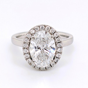 Platinum 2.69ct Lab Grown Oval Diamond Cluster Ring murray co jewellers belfast
