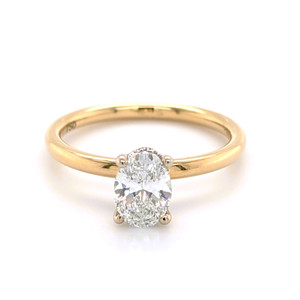 18ct Yellow Gold 0.91ct Oval Diamond Hidden Halo Solitaire Ring murray co jewellers belfast gia certified