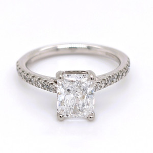 Platinum 1.70ct Radiant Diamond Solitaire Ring with Diamond Set Shoulders murray co engagement rings belfast