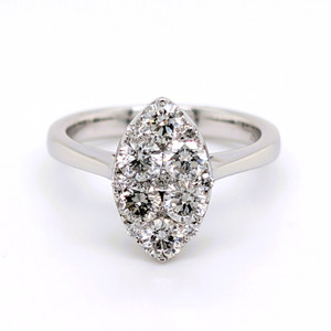 18ct White Gold 1.00ct Diamond Marquise Style Cluster Ring murray co jewellery belfast engagement rings wedding rings