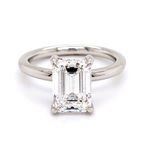 Platinum 3.13ct Lab Grown Emerald Cut Diamond Hidden Halo Solitaire Ring murray co jewellers belfast engagement rings