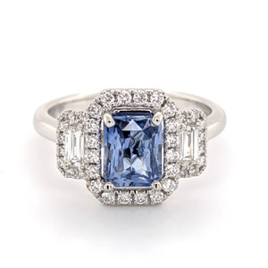 Platinum 1.66ct Sapphire & 0.50ct Diamond Triple Cluster Ring murray co jewellers belfast sapphire rings jewellery