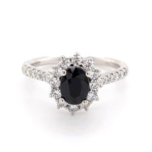 Platinum 0.93ct Sapphire & 0.30ct Diamond Cluster Ring murray co jewellers belfast sapphire rings jewellery