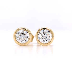 9ct Yellow Gold 0.61ct Lab Grown Diamond Rub Over Set Earrings murray co jewellers belfast