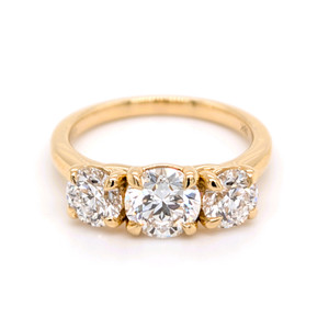 18ct Yellow Gold 2.00ct Lab Grown Round Brilliant Diamond 3 Stone Ring murray co jewellers belfast