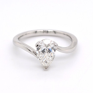 Platinum 1.05ct Lab Grown Pear Diamond Twisted Solitaire Ring murray co jewellers belfast