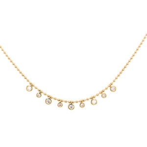 9ct Yellow Gold 0.39ct Lab Grown Diamond 9 Stone Beaded Chain Necklace murray co jewellers belfast