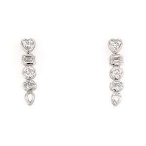 9ct White Gold 0.88ct Mixed Cut Lab Grown Diamond Rub Over Drop Earrings murray co jewellers belfast
