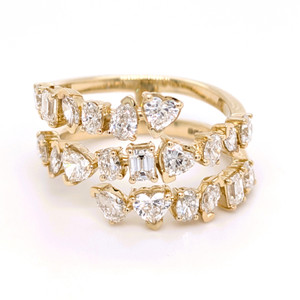 9ct Yellow Gold 1.94ct Lab Grown Mixed Cut Diamond Triple Row Ring murray co jewellers belfast