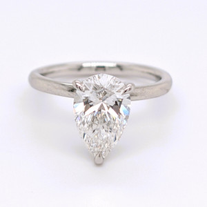 Platinum 2.08ct Lab Grown Pear Diamond Hidden Halo Solitaire Ring murray co jewellers belfast