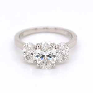 9ct White Gold 2.25ct Lab Grown Oval Diamond 3 Stone Ring murray co jewellers belfast