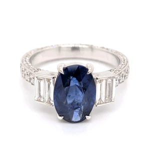18ct White Gold 3.20ct Burmese Sapphire & 2.08ct Diamond Ring murray co jewellers belfast