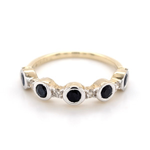 9ct Yellow & White Gold 0.66ct Rub Over Sapphire & 0.10ct Diamond Ring murray co jewellers belfast