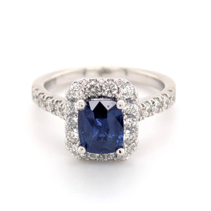 18ct White Gold 1.84ct Sapphire & 0.83ct Diamond Cluster Ring murray co jewellers belfast