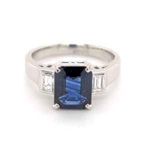 Platinum 1.43ct Sapphire & 0.33ct Diamond 3 Stone Ring murray co jewellers belfast