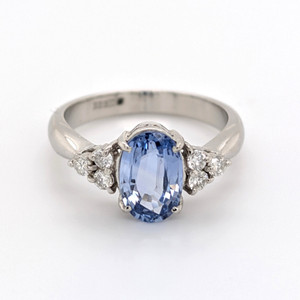 Platinum 1.79ct Sapphire & 0.20ct Diamond 3 Stone Style Ring murray co jewellers belfast