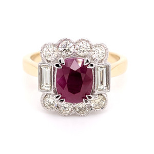 14ct Yellow Gold 2.07ct Ruby & 0.96ct Diamond Cluster Ring murray co jewellers belfast