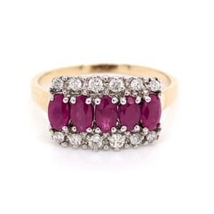 9ct Yellow Gold 1.50ct Ruby & 0.27ct Diamond Cluster Ring murray co jewellers belfast