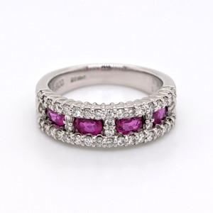 Platinum 1.00ct Ruby & 0.50ct Diamond Cluster Eternity Ring murray co jewellers belfast