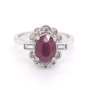 14ct White Gold 3.08ct Ruby & 0.40ct Diamond Cluster Ring murray co jewellers belfast