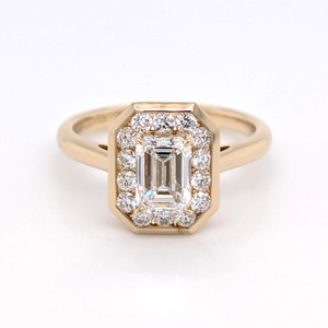 14ct Yellow Gold 1.42ct Lab Grown Emerald Cut Diamond Cluster Ring murray co jewellers belfast engagement rings