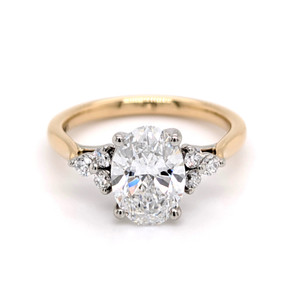 18ct Yellow Gold 2.20ct Lab Grown Oval Diamond 3 Stone Style Ring murray co jewellers belfast engagement rings