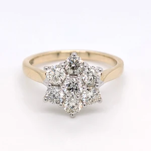 14ct Yellow Gold 1.25ct Diamond 7 Stone Daisy Style Cluster Ring murray co jewellers belfast engagement rings
