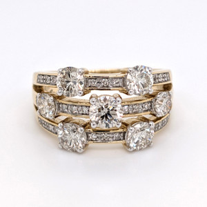 14ct Yellow Gold 2.00ct Scatter Diamond Triple Row Ring murray co jewellers belfast eternity rings
