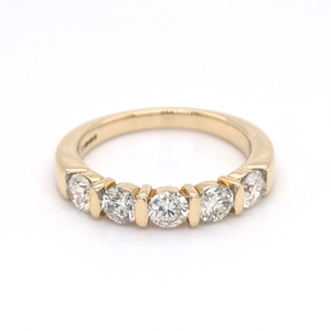 14ct Yellow Gold 1.00ct Diamond Bar Set Wedding Ring murray co jewellers belfast wedding rings