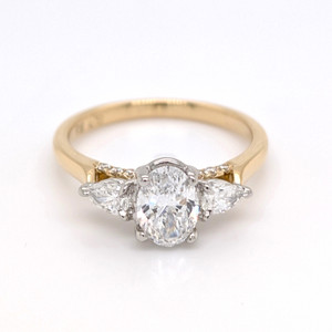 18ct Yellow Gold Oval & Pear Diamond 3 Stone Ring murray co jewellers belfast engagement rings