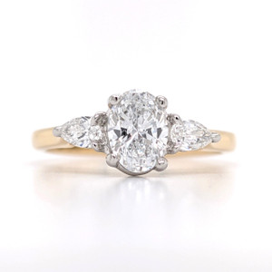 18ct Yellow Gold Oval & Pear Diamond 3 Stone Ring murray co jewellers belfast engagement rings