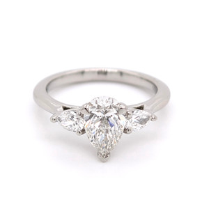 Platinum 1.41ct Lab Grown Pear Diamond 3 Stone Ring murray co jewellers belfast engagement rings