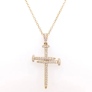 18ct Yellow Gold 0.37ct Diamond Nail Cross Pendant murray co jewellers belfast diamond pendants
