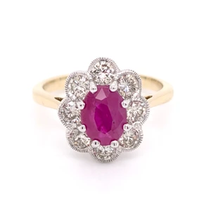 9ct Yellow Gold 1.40ct Ruby & 1.00ct Diamond Cluster Ring murray co jewellers belfast