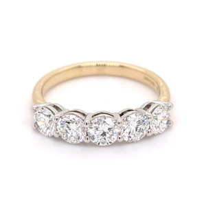 18ct Yellow Gold & Platinum 1.53ct Lab Grown Diamond 5 Stone Ring murray co jewellers eternity rings