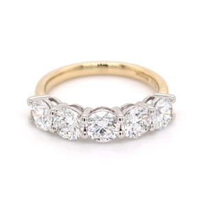 18ct Yellow Gold & Platinum 2.00ct Lab Grown Diamond 5 Stone Ring murray co jewellers belfast eternity rings