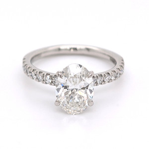 Platinum 2.45ct Lab Grown Oval Diamond Hidden Halo Solitaire Ring murray co jewellers belfast engagement rings
