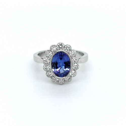 18ct white gold oval tanzanite and diamond cluster ring murray co jewellers belfast 18ct white gold oval tanzanite and diamond cluster ring murray co jewellers belfast